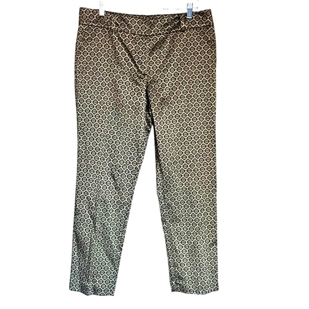 Ann Taylor signature brocade pants gold black metallic‎ size 10 ankle